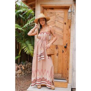เดรสยาวสไตล์โบฮีเมียนสำหรับผู้หญิง สายเดี่ยวพิมพ์ลาย เหมาะสำหรับฤดูร้อน - Product Image 1