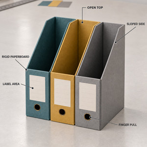 Boîte de rangement pour documents en papier, organiseur de dossiers, support de rangement incliné avec panneau pour étiquettes, pour le bureau et la maison - Product Image 3