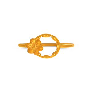 Anillo de Flor Elegante de Oro Amarillo de 10K de Alta Calidad con Patrón de Hojas Fluidas para Mujer, Joyería Fina de Lujo - Product Image 3