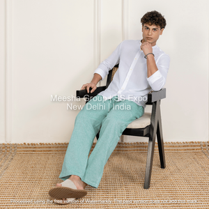 กางเกงเลานจ์สำหรับผู้ชายทรงตรงผ้าฝ้ายผสมเอวยางยืดลำลองสวมใส่สบายทุกวัน - Product Image 3