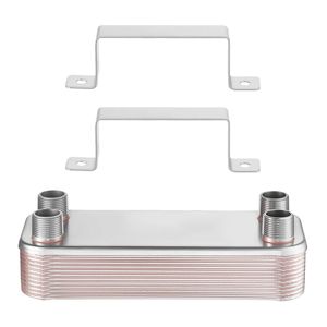Échangeur de chaleur à plaques brasées 5x12 20 plaques en acier inoxydable avec support de montage pour eau et glycol - Product Image 1