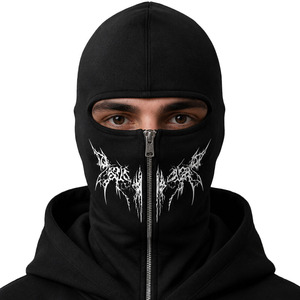 Conjuntos de sudaderas con capucha y cremallera completa OEM con pasamontañas, diseño gótico con serigrafía personalizada, logotipo bordado, ropa urbana al por mayor para hombre - Product Image 2