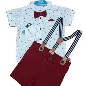 Barboteuse décontractée à imprimé floral pour garçons Combinaison courte d'été de marque haut de gamme avec bouton en haut Ensemble de pantalons courts Surplus - Product Image 3