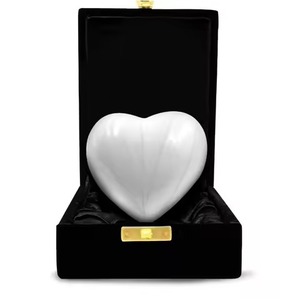 Urne funéraire en métal en forme de cœur blanc de qualité supérieure, design vintage, avec boîte en velours noir de qualité supérieure - Product Image 1