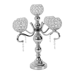 Candelabro de Metal Color Plata con Bola de Cristal, Tamaño y Forma Personalizados, Candelabro a los Mejores Precios - Product Image 1