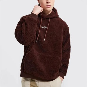 เสื้อฮู้ดดี้เชอร์ปาทรงโอเวอร์ไซส์แบบ OEM สำหรับผู้ชาย ผ้าฝ้าย 100% เนื้อนุ่ม สวมใส่สบาย สีพื้นเรียบง่าย ไม่มีลวดลาย สำหรับผู้ชาย - Product Image 5