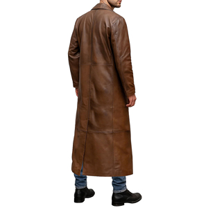 <b>Mens</b> Leather Long Overcoat With Belted Waist <b>Full</b> <b>Length</b> Winter Trench <b>Coat</b> Warm Windproof Outerwear Long Sleeve Fashion - Product Image 6