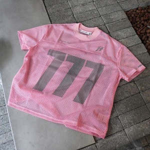 T-shirt en maille réfléchissant avec imprimé graphique 777, coupe oversize, en jersey résille, col rond, manches courtes, transparent, style streetwear - Product Image 3