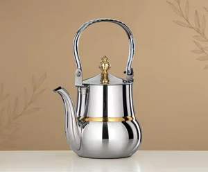 Bouilloire à thé en acier inoxydable doré de luxe, théière élégante avec poignée, finition miroir, chauffe-eau pour cuisinière, utilisation en cuisine - Product Image 5