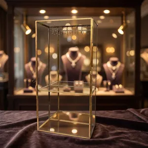 ARTISAN DESIGN Brass Metal Glass Display Cabinet Jewelry Organizer with Hooks and Shelves for Home Bedroom Dressing - Product Image 4