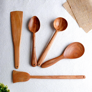 Ensemble de 5 cuillères de cuisine en bois, ustensiles de cuisine faits à la main, outils de cuisine en bois pour la maison et la restauration - Product Image 3