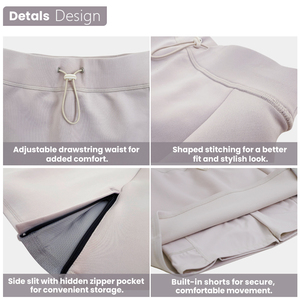 Falda deportiva informal para mujer, cintura ajustable, LICRA de secado rápido/material de poliéster, longitud pequeña, patrón sólido, OEM/ODM personalizado - Product Image 3