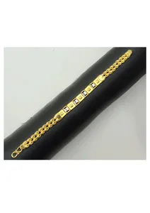 Pulsera de Oro Clásica de 22K para Hombre con Acabado Premium y Lujo, con Panel Central de Eslabones Cuadrados y Cadena de Eslabones Cubanos - Product Image 2
