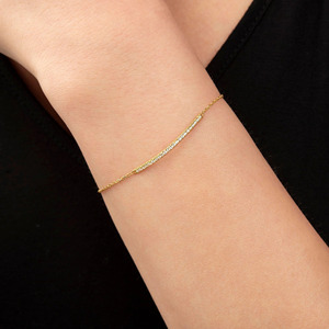 14K Yellow Gold Round Lab Grown Diamond Bar Chain Bracelet - Product Image 2