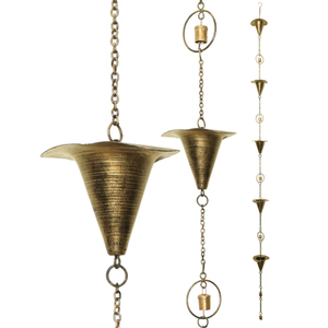 Cadena de Lluvia Decorativa de Cobre Puro Hecha a Mano con Diseño de Flor Acanalada, Reemplazo para Bajante de Canalón con Copa de Boca Ancha, Fácil Instalación, Decoración de Jardín - Product Image 5
