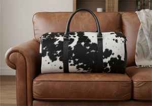 Sac de voyage élégant en cuir véritable avec fourrure, fermeture éclair tendance, portable, grande capacité LHDB-0073 - Product Image 5