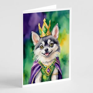 อลาสกัน Klee Kai King of Mardi Gras แปลกๆการ์ดอวยพร A7แพ็ค8การ์ดเปล่าพร้อมซองขนาด5x7 - Product Image 1