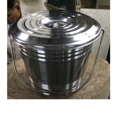 Cubos de Acero Inoxidable de 10L de Capacidad, Duraderos, Impermeables, Ecológicos, Portátiles, Ligeros, con Tapa de Acabado Espejo, de la Mejor Calidad y Económicos