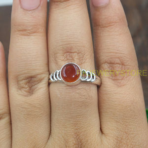 Bague en argent sterling 925 avec cabochon en cornaline rouge naturelle, faite à la main, pour femme, bijoux vintage de créateur, fournisseur en gros - Product Image 5