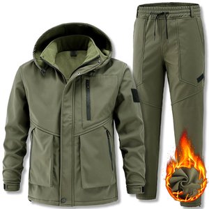 Conjunto Deportivo Unisex SPLENDID APPAREL 2 en 1 con Capucha, Forro Polar Verde Oliva, Resistente al Viento, Casual, Otoñal, Pantalones de Manga Larga con Bolsillos Laterales - Product Image 1