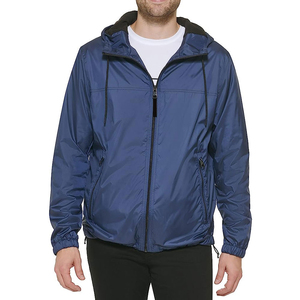 Custom Logo Navy Windbreaker <b>Men</b> Waterproof <b>Rain</b> Jacket Full Zip Hooded Lightweight Outdoor Sportswear Wholesale Training <b>Coat</b> - Product Image 3