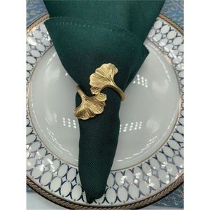 Porte-serviettes élégants en or métallique - Accessoires de table géométriques creux haut de gamme pour Noël, mariages et dîners de prestige - Product Image 5