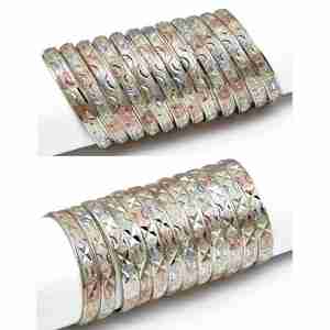 Juego de Brazaletes de Latón Chapados en Oro de 3 Tonos para Mujer, Venta al por Mayor, para Fiestas y Eventos, 10 Docenas, Diseño Mixto, Brazaletes de Moda Multitono - Product Image 3