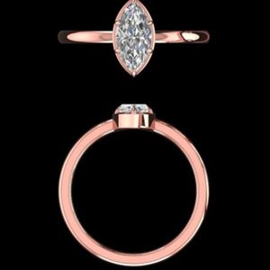 marquise cut diamond solitaire engagement ring in 14k 18k rose gold 1.00 carat bezel set <b>stone</b> minimalist bridal jewelry for her - Product Image 1