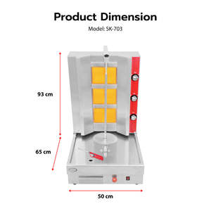 Parrilla de Gas para Kebab y Shawarma Gmax SK-703 Profesional de 3 Quemadores, Vertical, Independiente, de Acero Inoxidable - Product Image 3