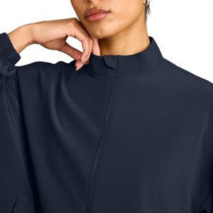 Ladies Lightweight Breathable Windbreaker <b>Jacket</b> Full Zip Loose Fit Stand Collar Running Adjustable Hem Gym Workout Outdoor - Product Image 6