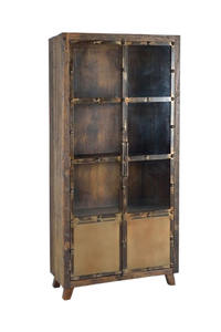 Armario de Dormitorio de Estilo Clásico Vintage, Armario de Metal y Madera Maciza con Puertas de Vidrio, Armario de Estilo Antiguo - Product Image 6