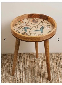 Ensemble de 3 tables basses gigognes en bois de manguier style Metropolis, mobilier de salon industriel moderne en fer noir pour la maison - Product Image 3