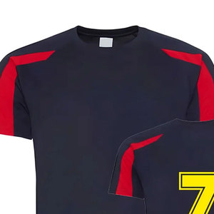 <b>Men's</b> Black Red Yellow Color Blocked Short Sleeve Soccer Jersey Crew Neck Moisture Wicking Regular Fit Team Number 7 Apparel - Product Image 2