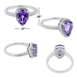 Gourik 925 Sterling Silver Women's Vintage Wedding Gemstone 10x7mm Pear Shape Natural Sky Blue Topaz Prong Setting <b>Ring</b> - Product Image 5