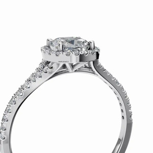 Bague de fiançailles, d'anniversaire ou de mariage en diamant de laboratoire certifié IGI, taille coussin, or blanc massif 10K 14K 18K, argent 925 935 - Product Image 3