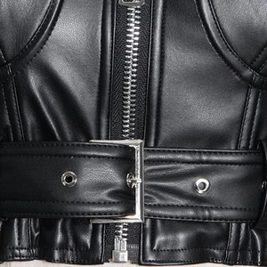Top Corto Sexy de Piel Sintética Negra para Mujer, Cuello Cuadrado, Manga Larga, Espalda Descubierta, Chaqueta Corta con Cremallera - Product Image 3