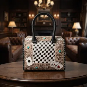 Sac à main de luxe en cuir pour femme, style vintage, motif losanges, grande capacité, avec double anse chaîne - Product Image 5