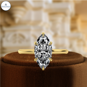 Anillo de Compromiso con Diamante de Corte Marquesa de 1 Quilate con Halo de 6 Puntas, Certificado por IGI, Anillo de Compromiso de Oro Blanco/Amarillo de 14K, Certificado por IGI - Product Image 4
