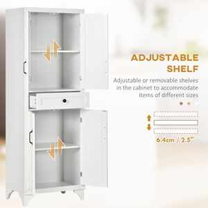 Armadio dispensa da cucina bianco a 4 ante da 170 cm con ripiani regolabili e cassetto - Product Image 5