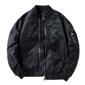 Blouson Bomber pour Garçons Rouge en Nylon avec Fermeture Éclair Col Montant Coupe Droite Couleur Unie Idéal Automne - Product Image 4