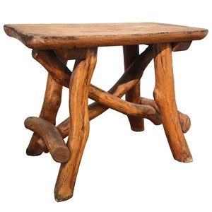 Hand-Carved <b>Rustic</b> Mango <b>Wood</b> Stool | Wholesale Wooden Footstool India - Product Image 3