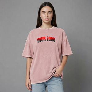Camiseta Extra Grande con Logotipo Personalizado para Mujer, 100% Algodón, Corte Regular, Manga Corta, Cuello Redondo, Lavada, Transpirable, de Secado Rápido, Estilo Urbano para Verano - Product Image 4