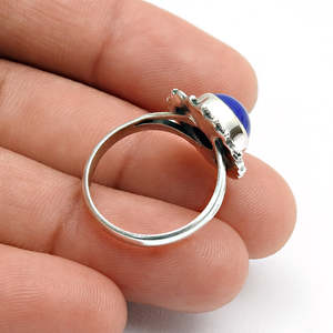 925 Sterling Silver Plated Vintage <b>Ring</b> Comes With <b>Lapis</b> <b>Lazuli</b> Gemstone High Quality Bohemian Style Wedding <b>Ring</b> Party Jewelry - Product Image 5