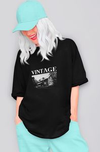 Camiseta de Mujer con Hombros Caídos, Logotipo Personalizado, Estilo Urbano Oversize, Tejido Grueso, Diseño Gráfico Vintage Hip Hop - Product Image 4