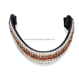 Logotipo personalizado cristales hechos a mano diamantes de imitación mega Bling banda de cejas de caballo de cuero para brida al por mayor fabricante - Product Image 4