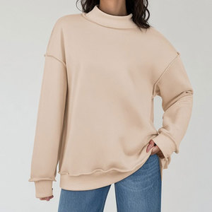 Nuevas sudaderas de otoño invierno para mujer, a la moda, lisas, de colores sólidos, informales, holgadas, con cuello simulado, de manga larga. - Product Image 2