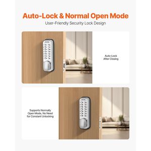 Single-Side Stainless Steel Water Resistant 14-<b>Key</b> Mechanical Keyless Entry Door <b>Lock</b> with Smart Keypad Knob - Product Image 5