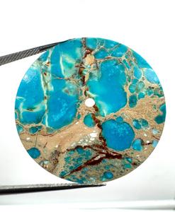 หน้าปัดนาฬิกา K Gems Blue Sediment Jasper ขนาด 33x0.60 มม. รูตรงกลาง 2 มม. พลอยขัดเงาด้านเดียว อะไหล่นาฬิกาหรูสั่งทำพิเศษ - Product Image 1