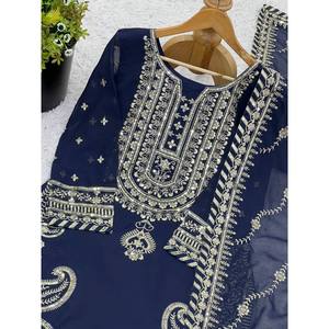 Women's Beautiful <b>Top</b>- Sharara and Dupatta Set with Intricate Embroidery Sequence Work - Product Image 5