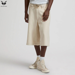 Custom Design Men's Straight Breathable Denim <b>Jorts</b> Light Wash Casual Loose Fit Denim Shorts - Product Image 2
